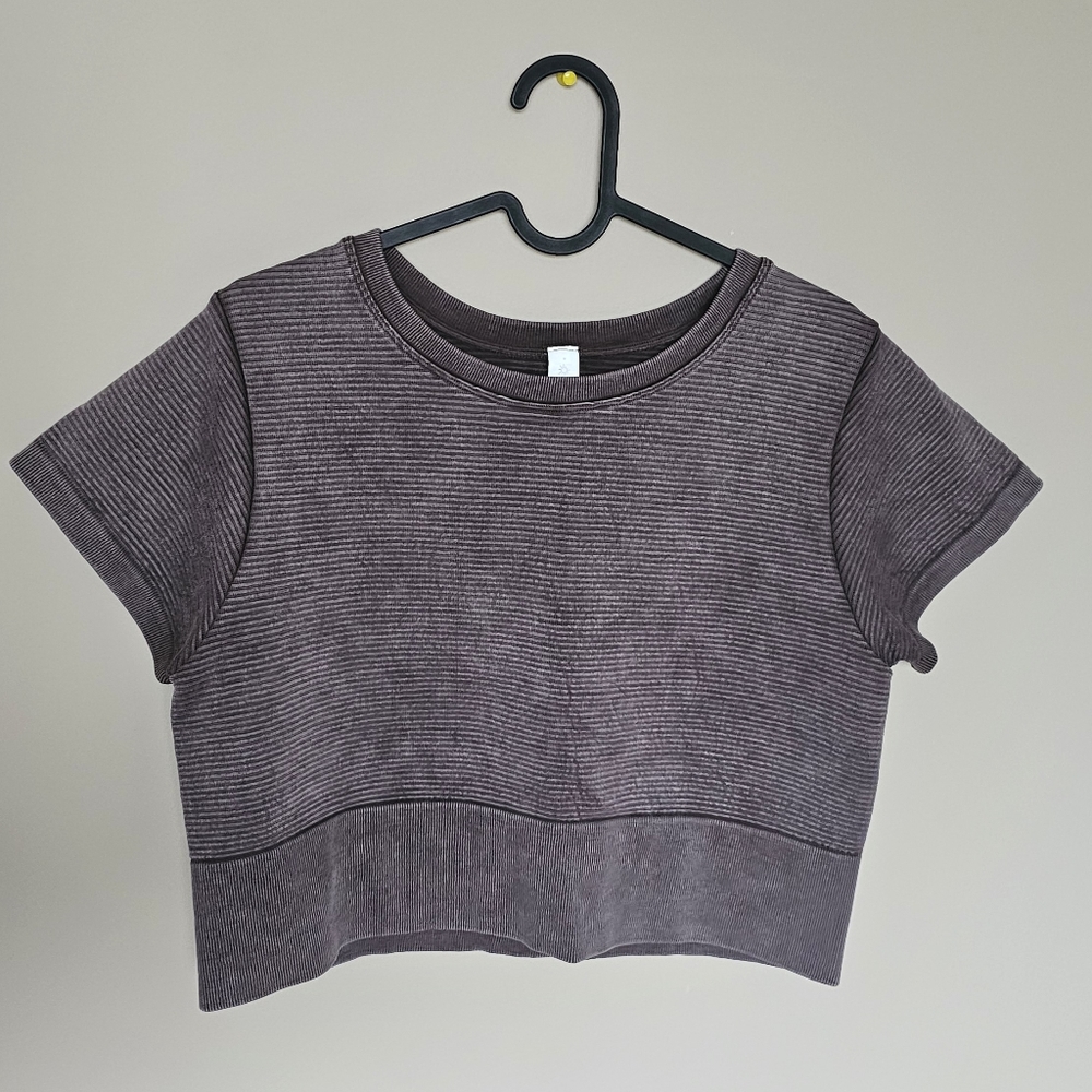 Aerie OFFLINE Sidewalk Seamless Ribbed Cropped T-Shirt